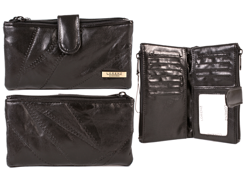 (image for) 4649 Soft Twin Zip Econ. Open Out Patch Purse BLACK